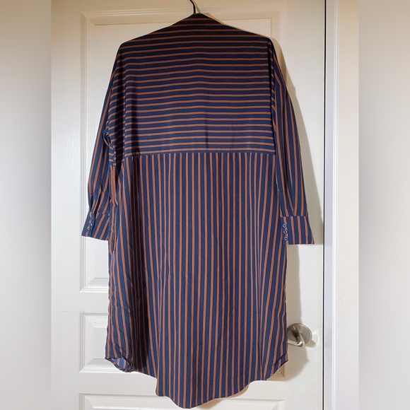 MONKI oversized navy and orange striped dress - Picture 2 of 7